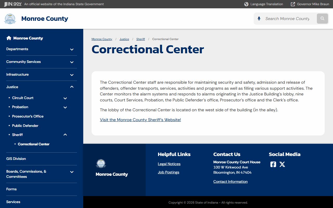 Monroe County government Correctional Center page