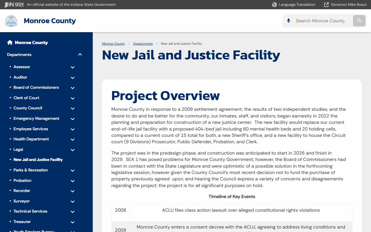 Monroe County new jail and justice facility project page